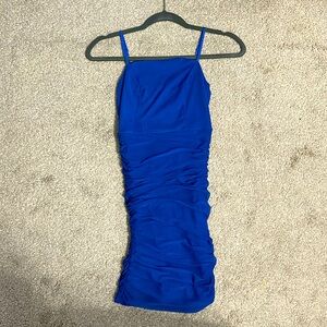 Crystal Sky Blue Ruched Dress